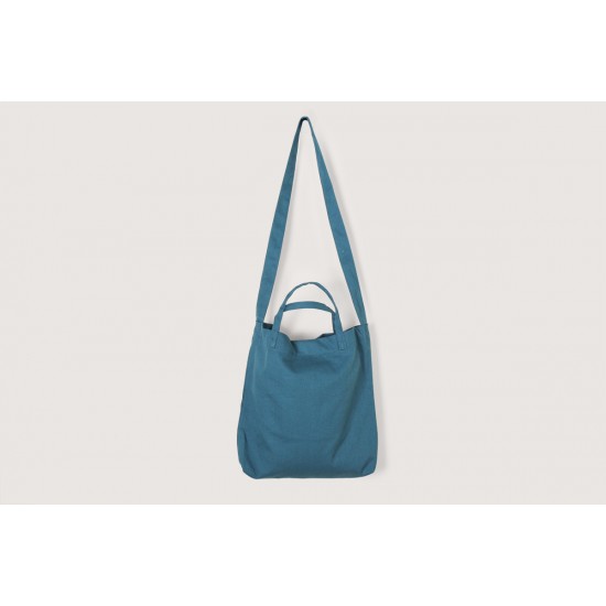 2 Ways  stylish Canvas Tote Bags w/Gusset - Blue -green (L34xH32xD5cm) (12oz)