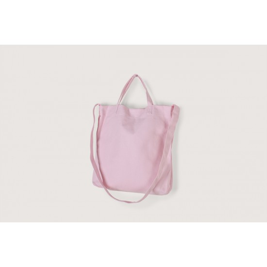 2 Ways  stylish Canvas Tote Bags w/Gusset - Light Pink (L34xH32xD5cm) (12oz)