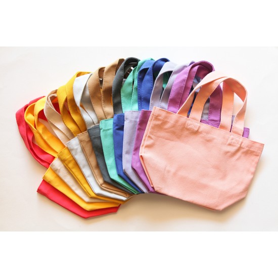 Multi-color mini Canvas Tote Bags w/Gusset- Light Grey (L30xH20xD12cm)