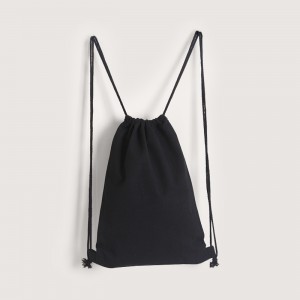 Canvas drawstring backpack -Black (34x45) Canvas drawstring backpack -Black (34x45)